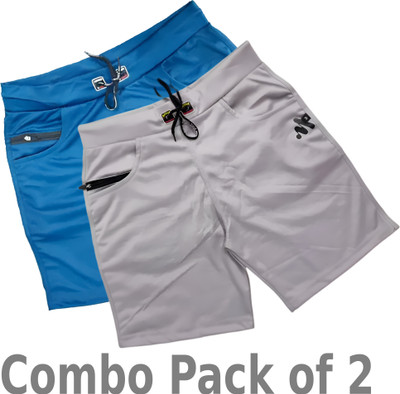 MAANU Solid Men Blue, Grey Regular Shorts