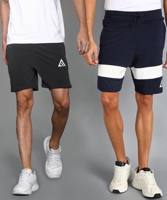 Adrenex Color Block Men Blue, Dark Grey Basic Shorts