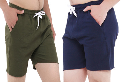 GTwo Solid Men Blue, Green Basic Shorts