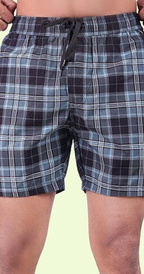 24 Street Checkered Men Grey Casual Shorts