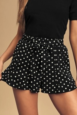 NANMAYA Polka Print Women Black Skort