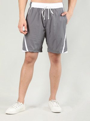 CHKOKKO Solid Men Grey Basic Shorts