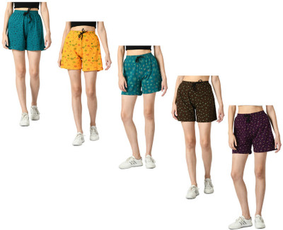 KAVYA Printed Women Multicolor Regular Shorts