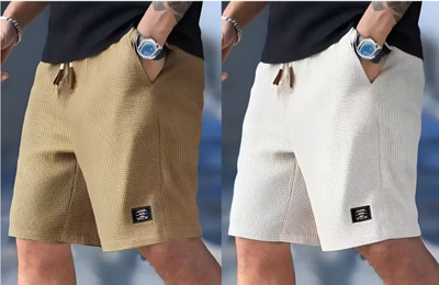 Manya Empire Solid Men Beige, White Casual Shorts, Night Shorts, Running Shorts, Regular Shorts, Gym Shorts