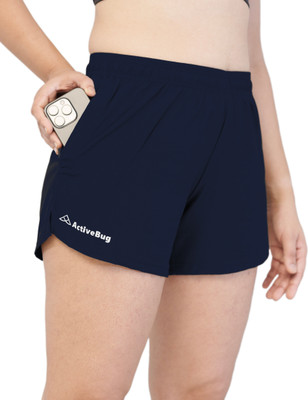 ActiveBug Solid Women Dark Blue Running Shorts