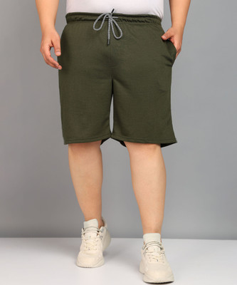 METRONAUT PLUS Solid Men Dark Green Casual Shorts