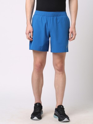 Asics Solid Men Blue Running Shorts