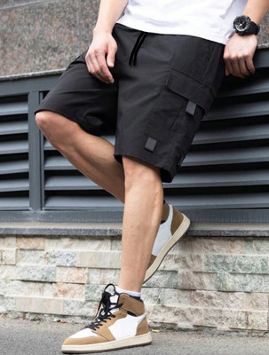 Qlonz Store Solid Men Black Cargo Shorts