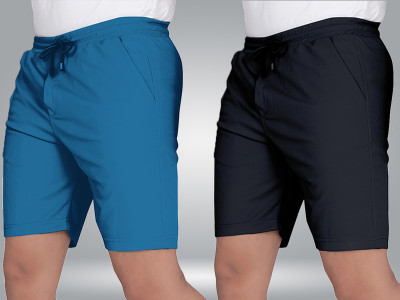 Septem Solid Men Black, Light Blue Gym Shorts, Sports Shorts