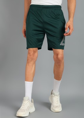 Adrenex Solid Men Dark Green Running Shorts