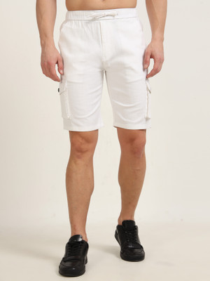 Bushirt Solid Men White Cargo Shorts