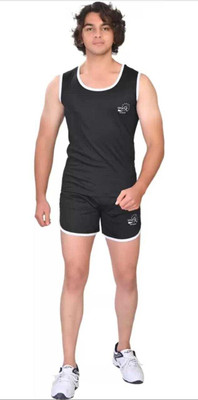 SKUs Solid Men Reversible Black Running Shorts