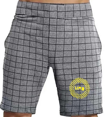 MRB Checkered Men White Bermuda Shorts