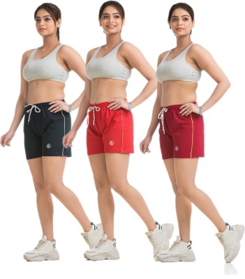 STYLE AK Solid Women Blue, Red, Maroon Regular Shorts