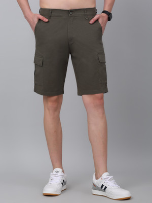 CANTABIL Solid Men Dark Green Cargo Shorts