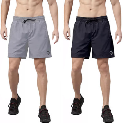 CROSS SPIRIT Solid Men Grey, Black Sports Shorts