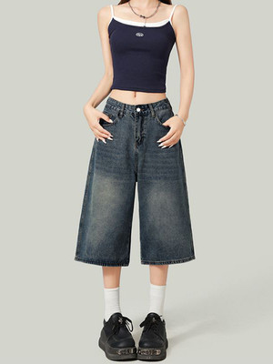 AADVI FASHION Solid Women Blue Baggy Shorts