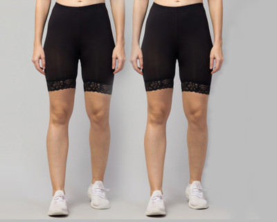 ARSHEEN ADORE Self Design Women Black Basic Shorts