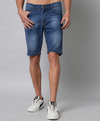 STUDIO NEXX Dyed/Washed Men Blue Denim Shorts