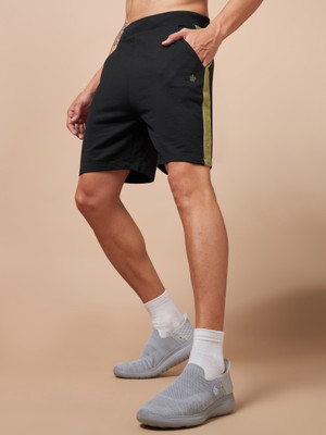 Cult Solid, Color Block Men Black Sports Shorts