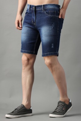 ZAYSH Solid Men Denim Dark Blue Denim Shorts