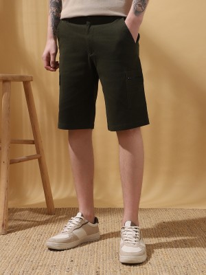 Dennis Lingo Solid Men Dark Green Cargo Shorts