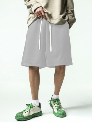 kviner Solid Men Grey Regular Shorts