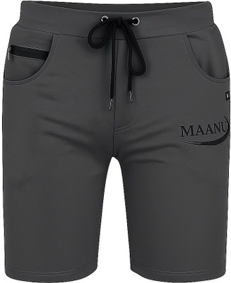 MAANU Printed Men Dark Grey Regular Shorts