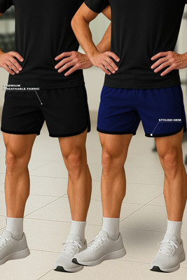 Culish Trend Solid Men Blue Sports Shorts