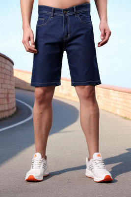 ZAYSH Solid Men Dark Blue Denim Shorts