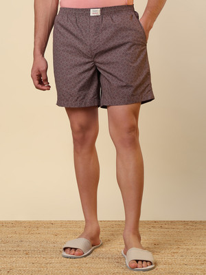 SLEEPZ BY RAYMOND Printed Men Brown Boxer Shorts