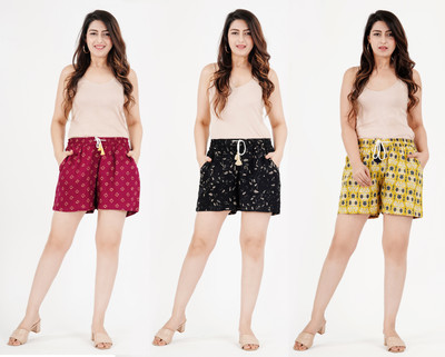 SPOHNA Printed Women Multicolor Regular Shorts