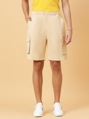 KOTTY Solid Men Beige Regular Shorts
