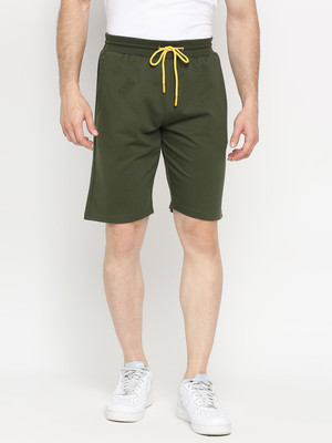 UnderJeans by Spykar Solid Men Green Basic Shorts