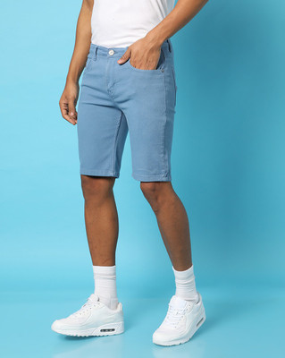 CAMPUS SUTRA Solid Men Denim Blue Denim Shorts