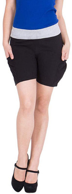 FeelBlue Color Block Women Black Regular Shorts