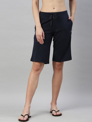 Enamor Solid Women Blue Regular Shorts