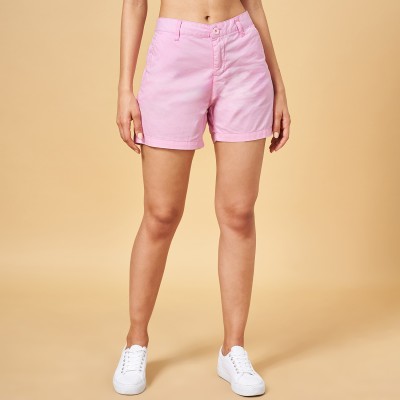 Honey By Pantaloons Solid Women Pink Basic Shorts