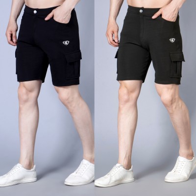 We Perfect Printed Men Black, Green Casual Shorts