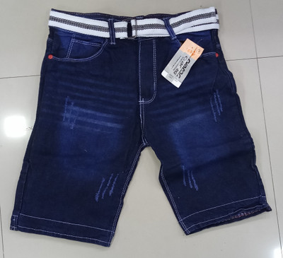 QFA Self Design Men Denim Blue Denim Shorts