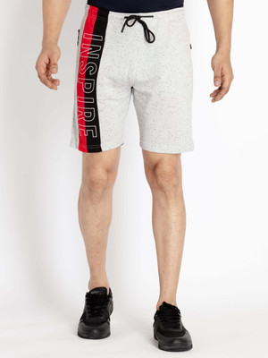 Status Quo Color Block Men White Regular Shorts