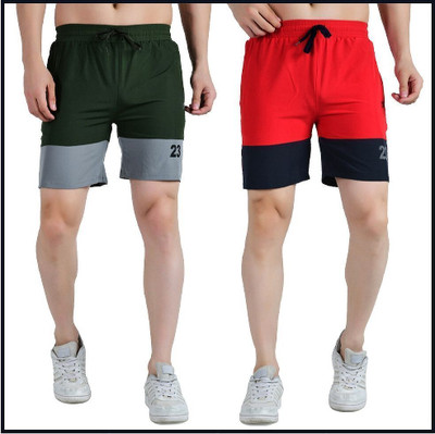 KWINGS Solid Men Dark Green, Red Sports Shorts