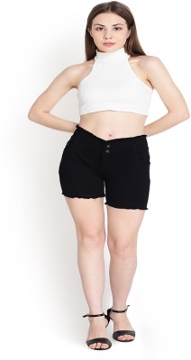 Perfect Outlet Solid Women Denim Black Denim Shorts