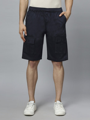 Ho Bindaass Solid Men Dark Blue Cargo Shorts