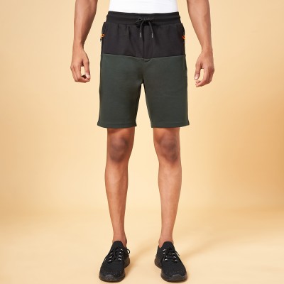 Ajile By Pantaloons Self Design Men Green Basic Shorts