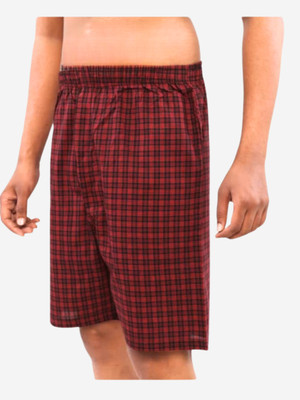 URBANICE Checkered Men Red Basic Shorts