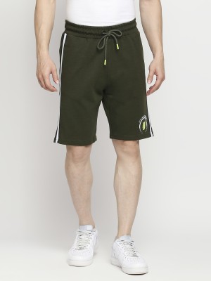 UnderJeans by Spykar Solid Men Green Sports Shorts