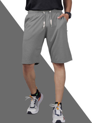 Septem Solid Men Dark Grey Basic Shorts