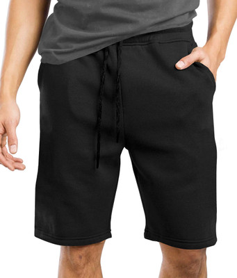 TRIPR Solid Men Black Regular Shorts