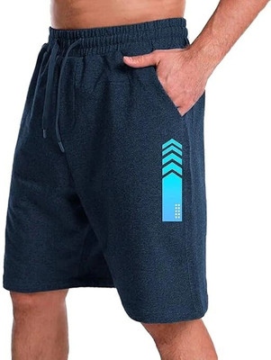 Peach Blossom Solid Men Blue Casual Shorts